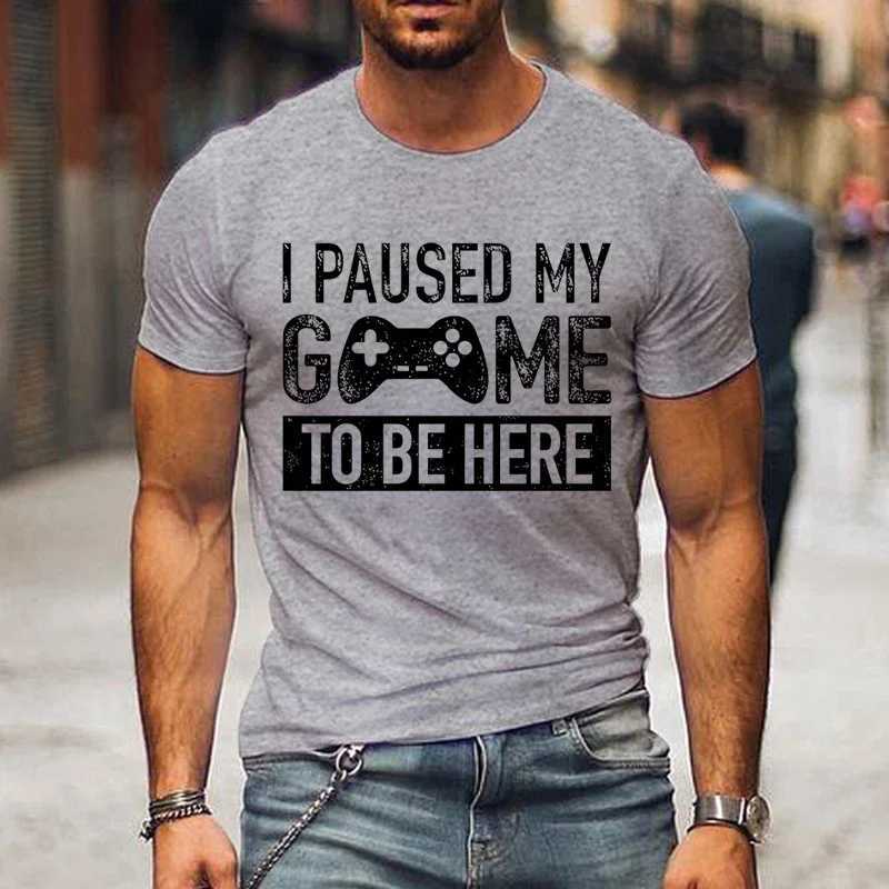 T Shirts for Men Luminous Graphic T Shirts I Paused My Game To Be Here Print T-shirts Gamer Lovers Clothing Hip Hop Streetwear W250220