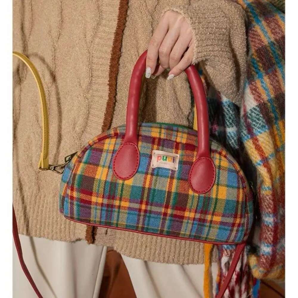 Handbag, Shoulder Bag Purse, Crossbody Bag, Retro Plaid, Headphones Small Christmas Coin Purse Mom Gift
