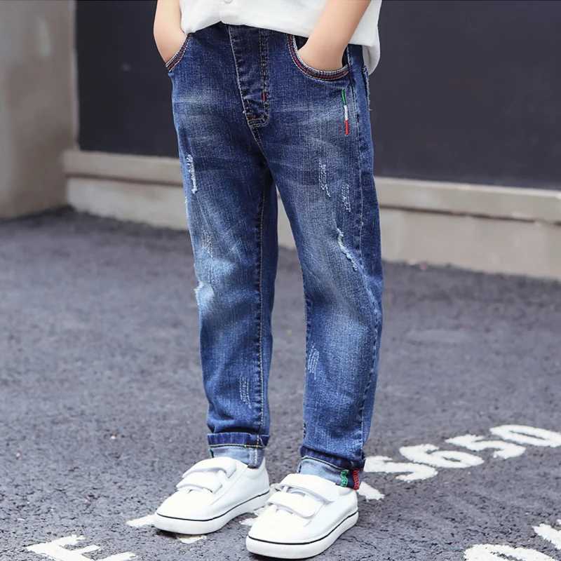 IENENS fashionable jeans suitable for children boys denim pants spring autumn ultra-thin jeans young boys denim Trousers elastic waist pants Z250220