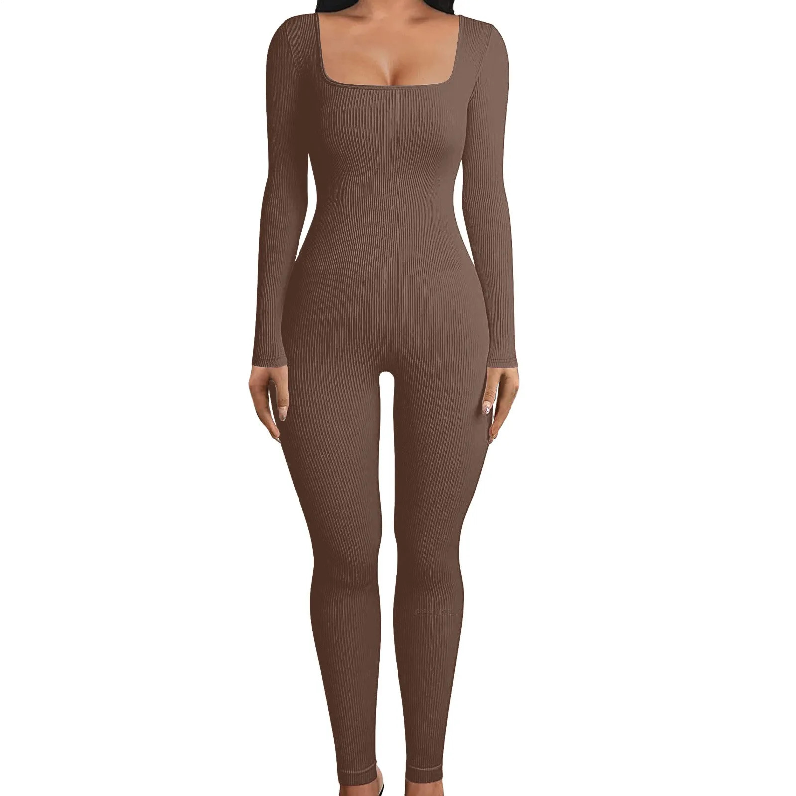 Womens Sexy Jumpsuit Casual Overalls Long Sleeve Full Body Female Bodycon Rompers Fashion Solid Baggy Rompers 250220