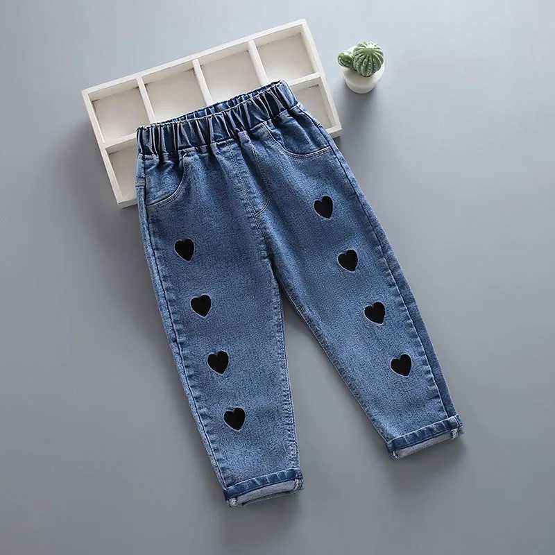 Milancel New Spring Kids Jeans Girls Cute Embroidered Cherry Blossom Denim Blue Pants Childrens Coat Trouser Z250220