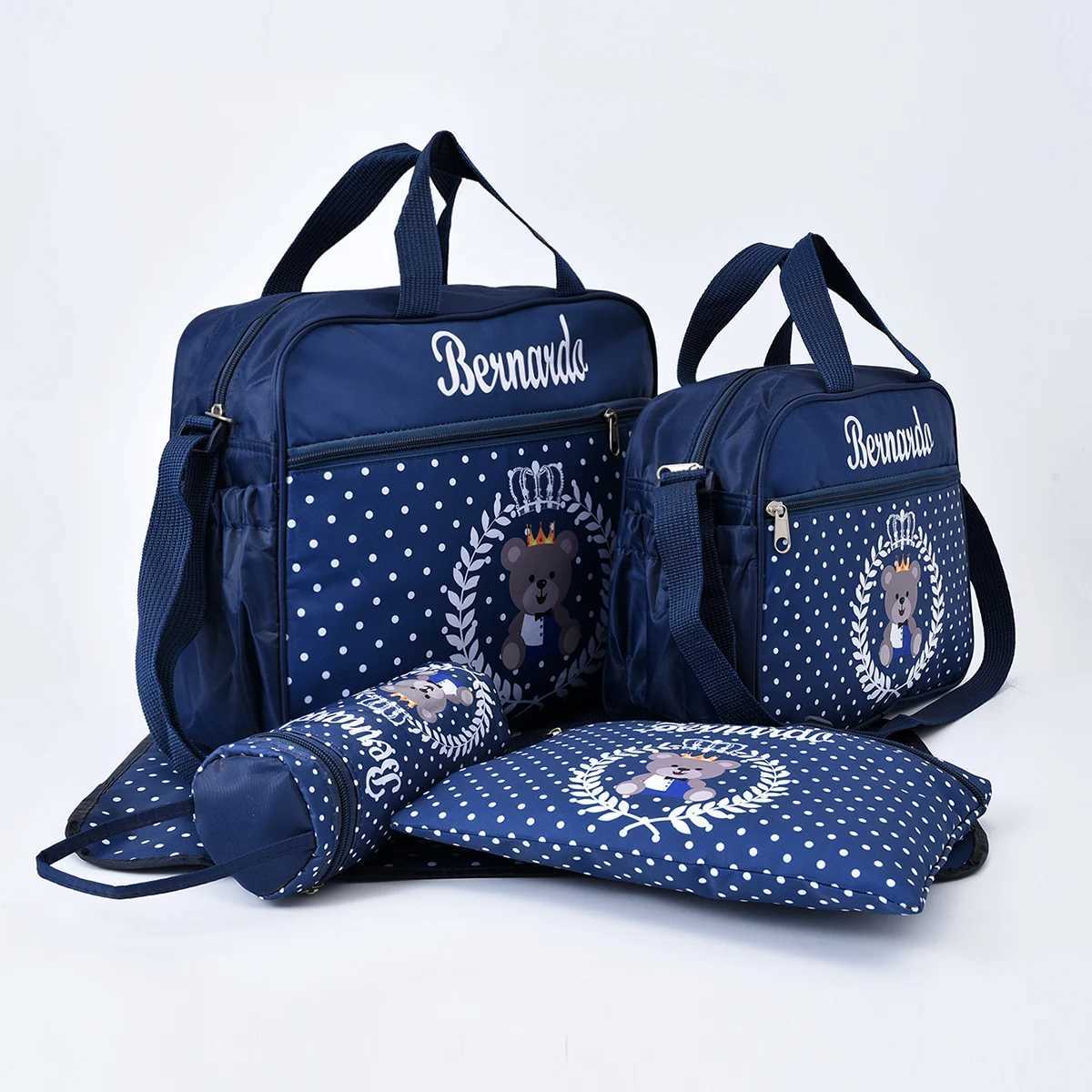 Mommy Bag Five Piece Bag Fashion Print Bears Multifunctional Large Capacity One Shoulder Crossbody Maternal Baby Bag Diaper Bag X250220