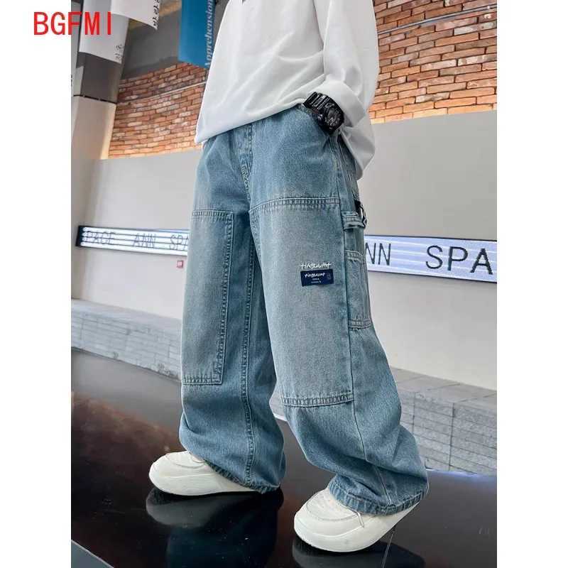 2-10Y Boys Pants Cowboy Pants Childrens Trousers Childrens Jeans Teenagers Childrens Boys Loose Trousers Fashion New 2025 Childrens Clothing Z250220