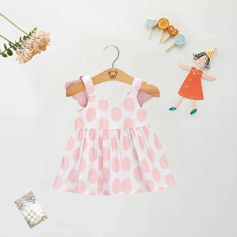 Summer Beach Baby Girl Dress Cute Cotton Sleeveless Dress Full Body Polka Dot Print Suspender Princess Dress X250220