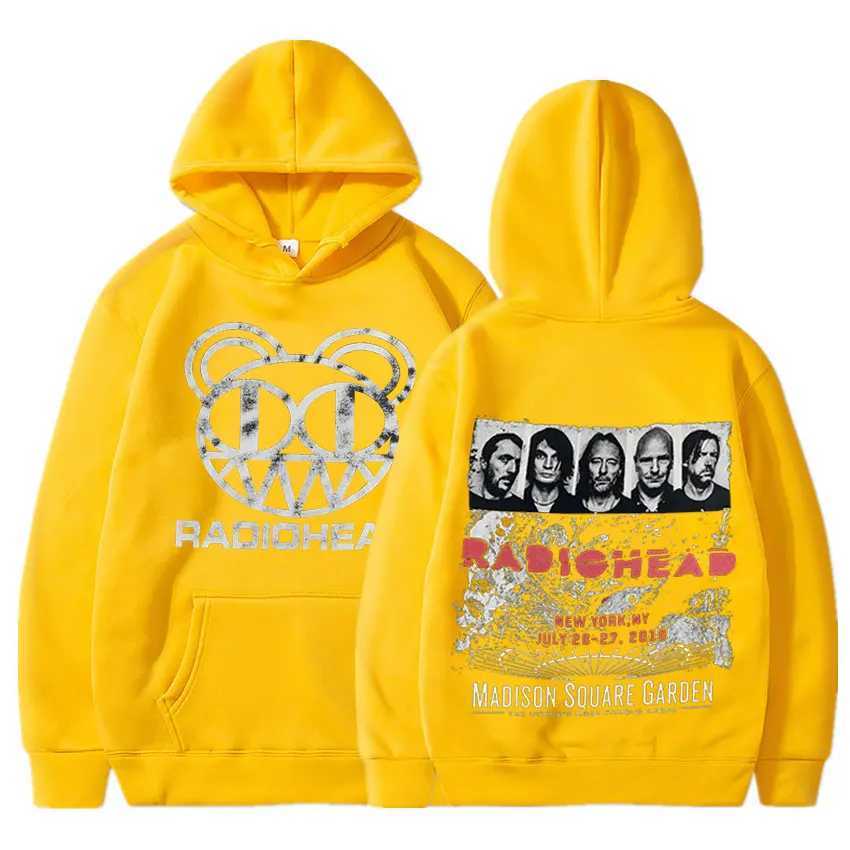 Radiohead Vintage Print Hoodie Men Oversized Cotton Hoodies Hip Hop Line Up New York Tour Rock Band Music Album Sweatshirt X250220