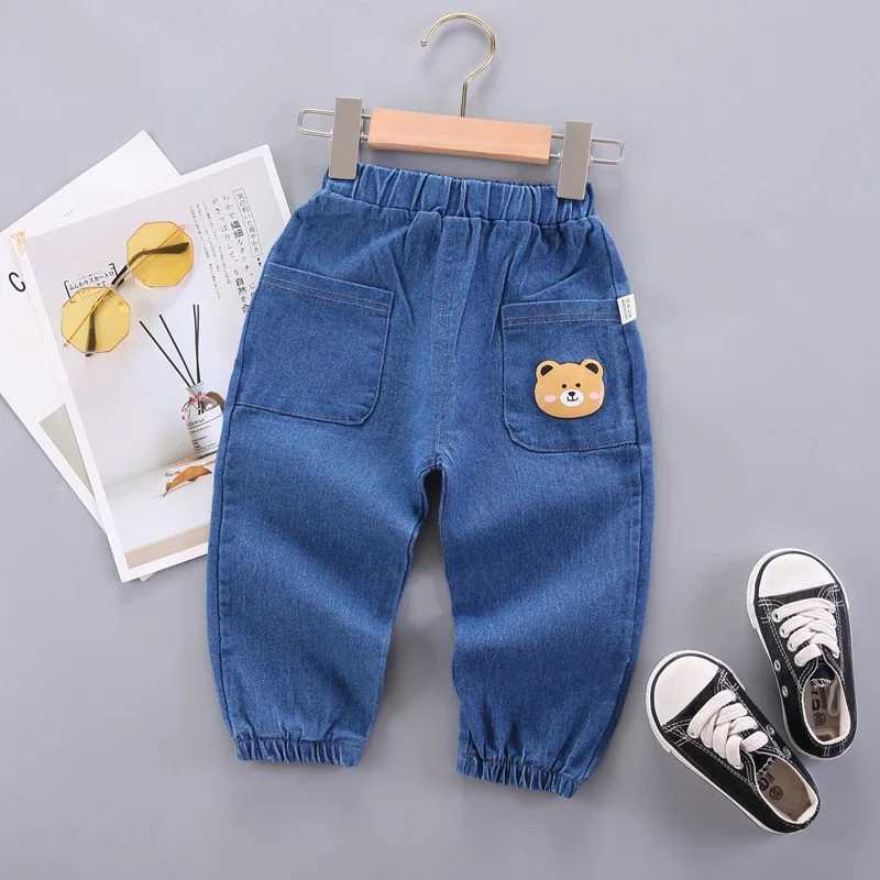 Cute Bear Girls Casual Thin Long Pants Fashion Spring Autumn Children Jeans Kids Trousers Denim Clothing 1 2 3 4 5 Years Z250220