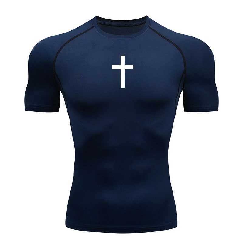 Christian Workout Compression Shirts Athletic Quick Dry Tshirts Tees Mens Gym Fitness Undershirts Tops Short Sleeve Rash Guard W250220