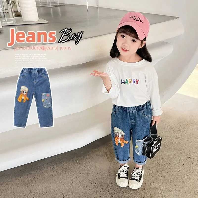 Autumn Toddler Kids Denim Pants for Girls Cute Velvet Warm Jeans Baby Soft Strentch Jeans fits 2-10 Year Kids Trousers 8 Z250220