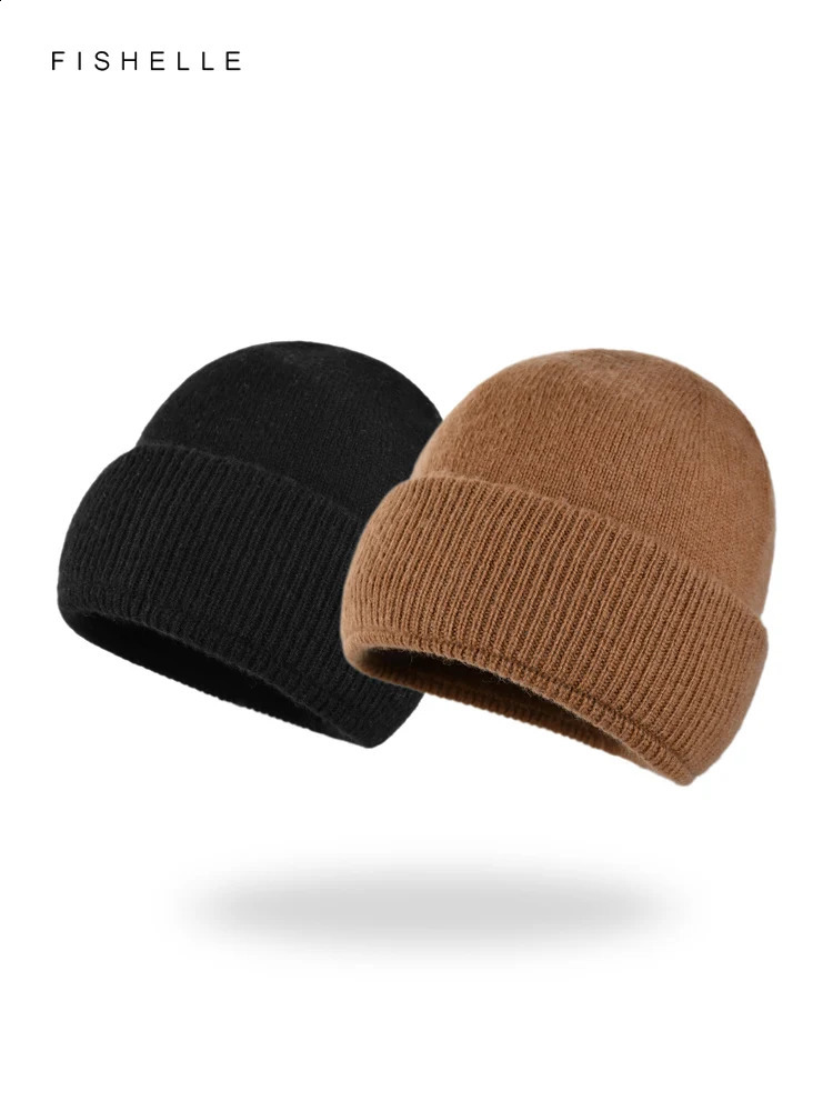 soft solid pure wool hat womens winter warmth knitted wool cap for mens cold hat thin beanie adults gifts 250221