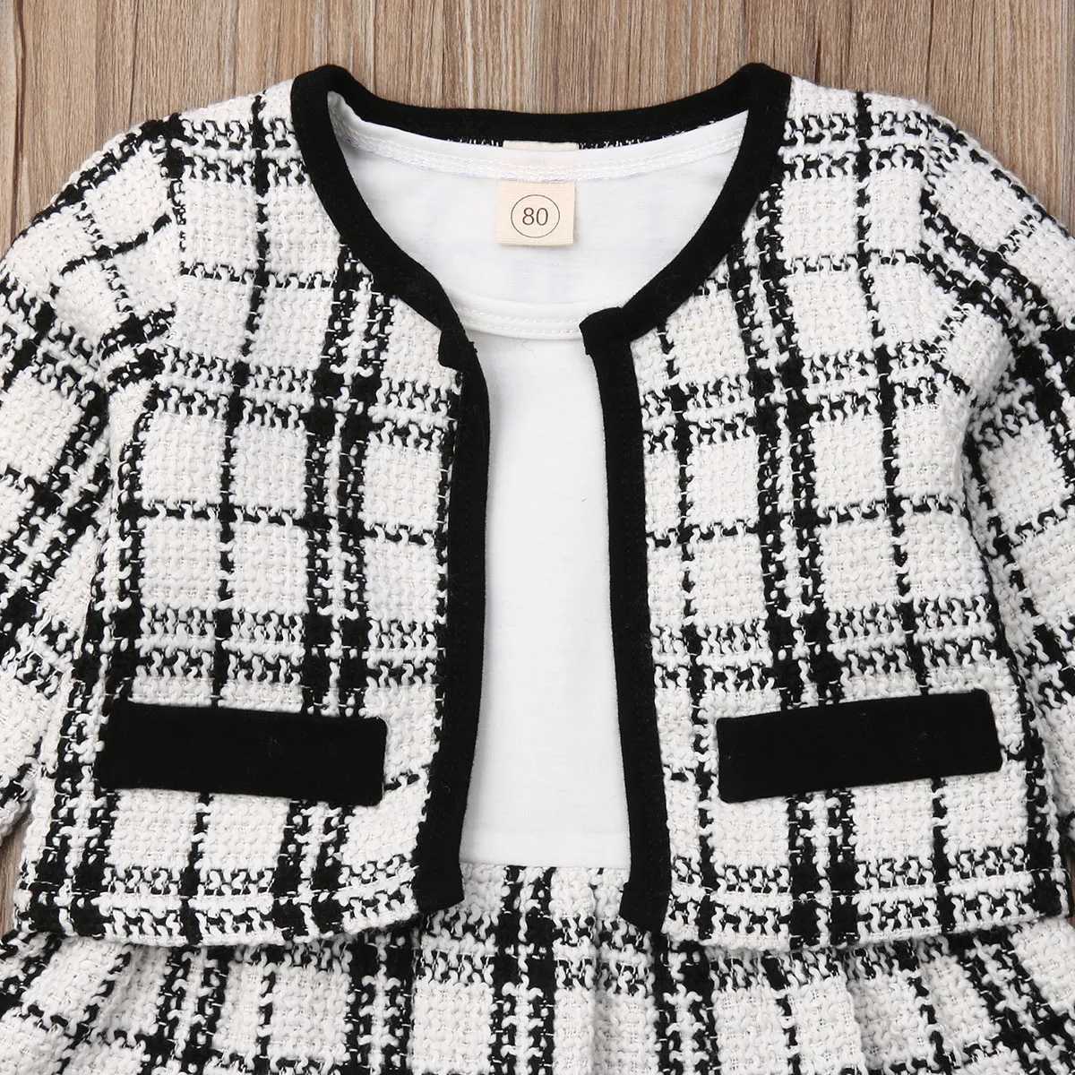 2Pcs Autumn Winter Party Kids Clothes For Baby Girl Fashion Pageant Plaid Coat Tutu Dress Outfits Suit Toddler Girl Clothing Set X250220