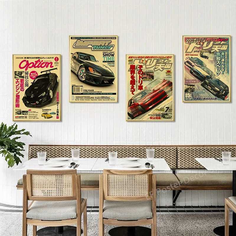 Car Poster Motorsport GTR Sport Cars Manga AE86 Kraft Paper Prints Vintage Club Home Room Bedroom Art Wall Decor Retro PaintingT250221