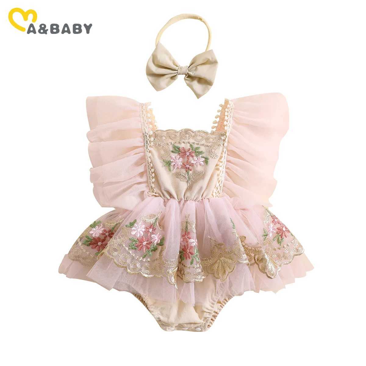 ma baby 0-24M Baby Girl Romper Newborn Infant Jumpsuit Princess Floral Embroidery Tulle Outfits Birthday Party Clothing X250220