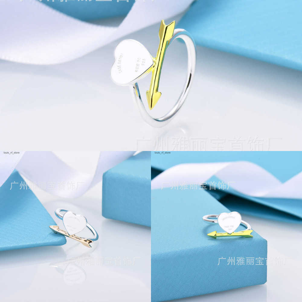 Cluster Rings High end new heart-shaped arrow ring womens white copper plated color separation 18K real gold personalized versatile high-end ring H250