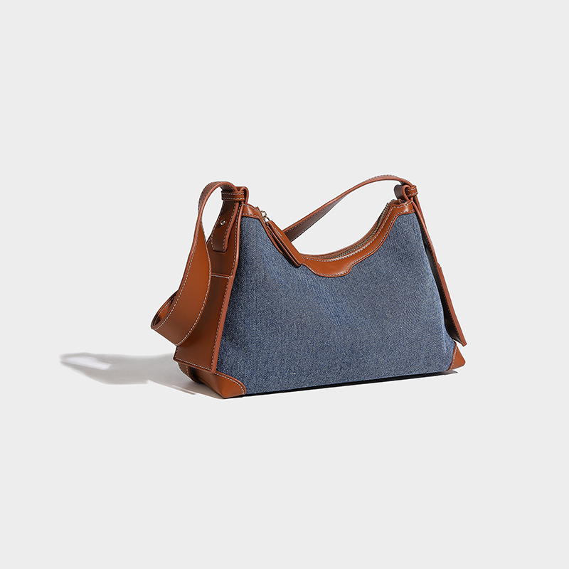 Chic Large Volume Denim Crossbody Bag - Sleek Pillow Design for Everyday Use
