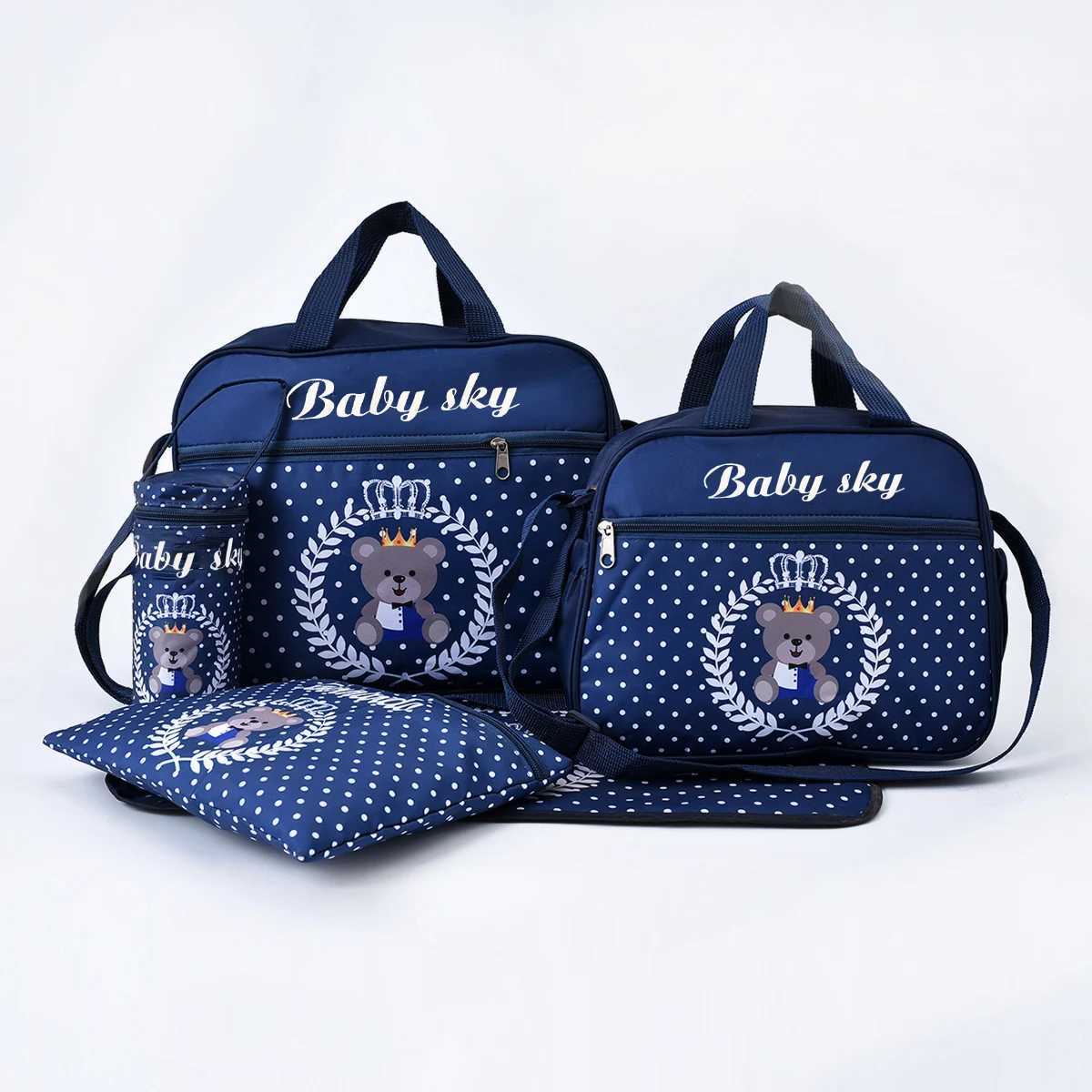 New fashion printed teddy bear mommy bag five piece set multifunctional large capacity single shoulder diagonal bag X250220