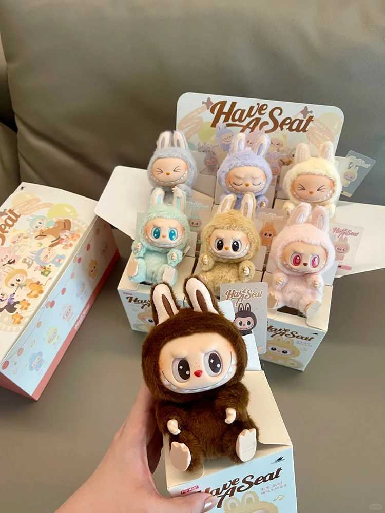 Authentic Labubu Sitting Party Macaron Vinyl Base 2.0 Series Pendant Doll Home Decoration Keychain Series Model Childrens Toy Christmas Gift W250220