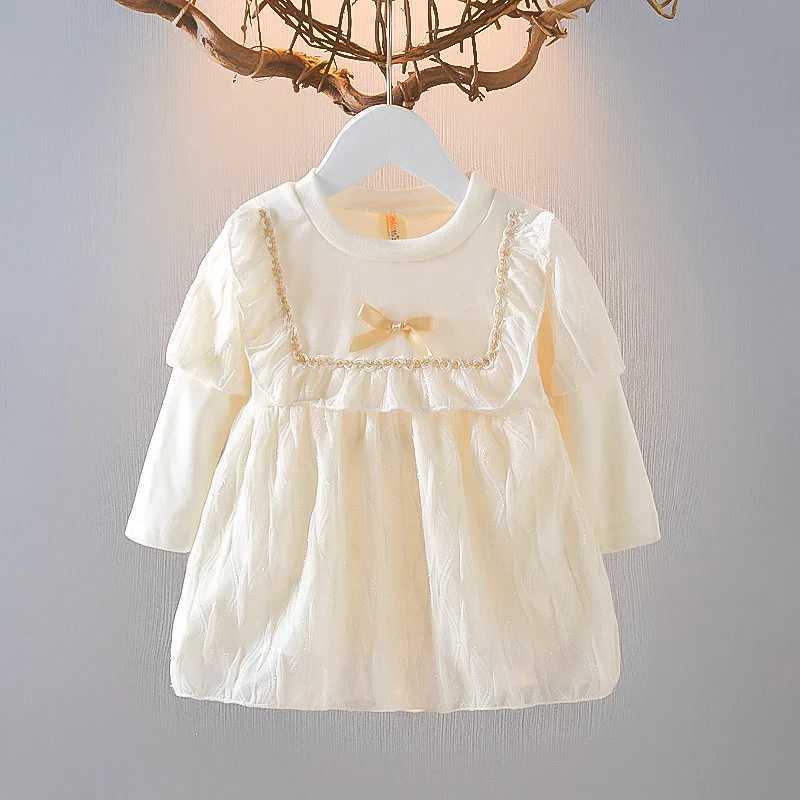 Autumn New Newborn Girls Long Sleeve Dresses 2 Years Baby Princess Lace Kids White Black Dress Toddler Girl Clothes Lolita Dress X250220