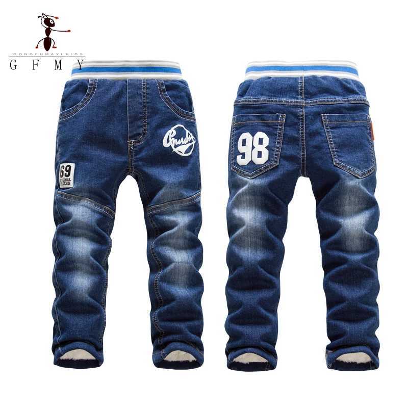 GFMY Winter Jeans 2024 Boys Plus Velvet Keep Warm Jeans Cotton Toddler Childrens Fashion Outdoor Straight 3-7Y Pants 1822 Z250220