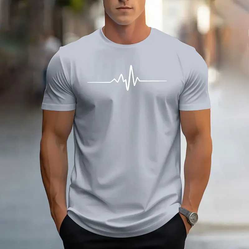 2024 New Mens Summer Loose Large Size Simple Pattern Printed Short Sleeve Casual Sports Round Neck Short Sleeve T-Shirt Top W250220