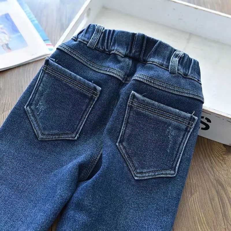 Winter girl boy jeans thick warm solid color jacket 2021 new childrens jeans denim pants 12M-6T Z250220