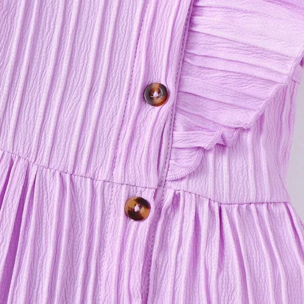Dress for Toddler Baby Girl 3-24 Months Folding Fabric Flutter Sleeve Botton Design Dress Summer Clothes Infant Baby Clothing X250220
