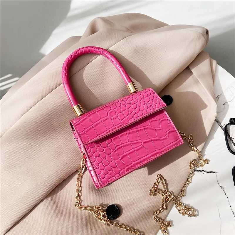 New Arrival Pu Leather Womens Handbag Crocodile Pattern Leather Sling Messenger Bags Hot Mini Small Square Shoulder Bag Fashion Pink Bags T250218