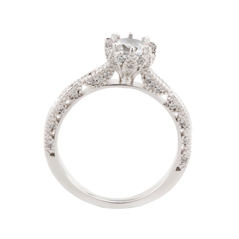 Choucong Brand Wedding Rings Luxury Jewelry 100% Real 925 Sterling Silver Round Cut White Moissanite Diamond Party Eternity Hollow Women Crown Ring Gi
