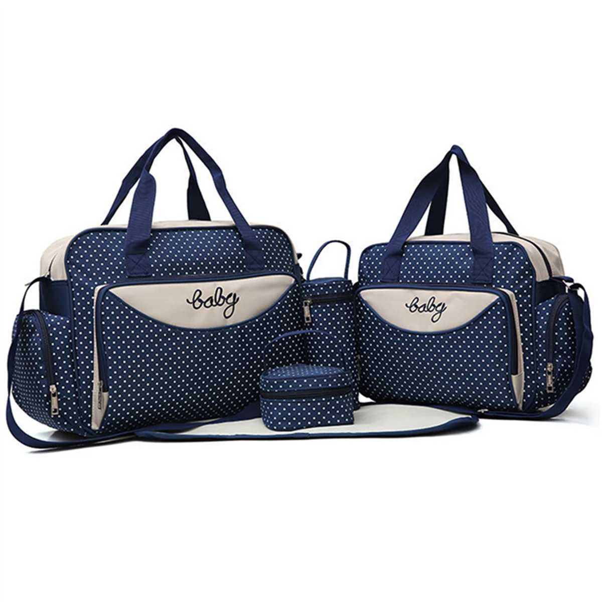 5PCSMommy Bag Fashion Dot Print Oblique Span Large Capacity Outgoing Mother and Baby Bag Portable One Shoulder Mother Diaper Bag X250220