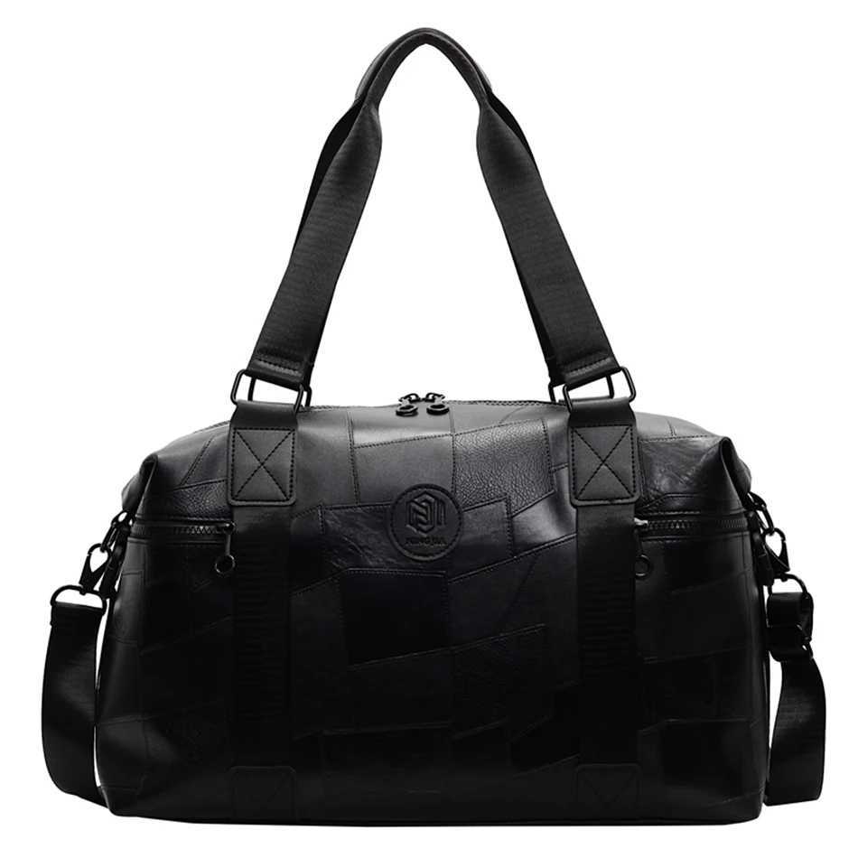 Designer Fitness Tote Large-Capacity Travel Bags Simple Black Handbags Sports Womens Pu Leather Shoulder Crossbody Bags 2025 Y250221