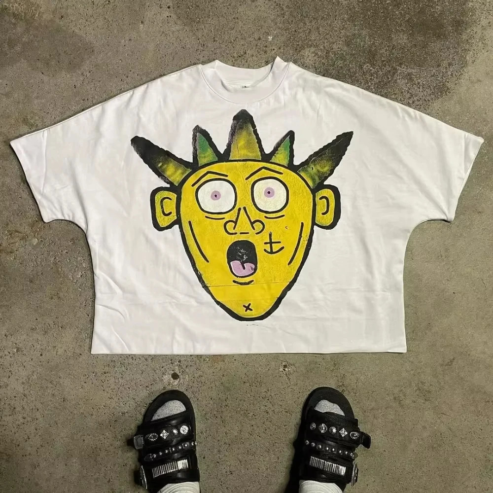 2025 Harajuku High Street Couple Graphic Y2k Top Cartoon Devil TShirt Printed Oversize Gothic Streetwear 250213