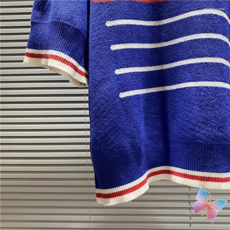 Men's Sweaters Blue House Of Errors Embroidered Logo White Letter Jacquard Lapel Short Sleeved Pullover Men Women Knitted Sweatshirts