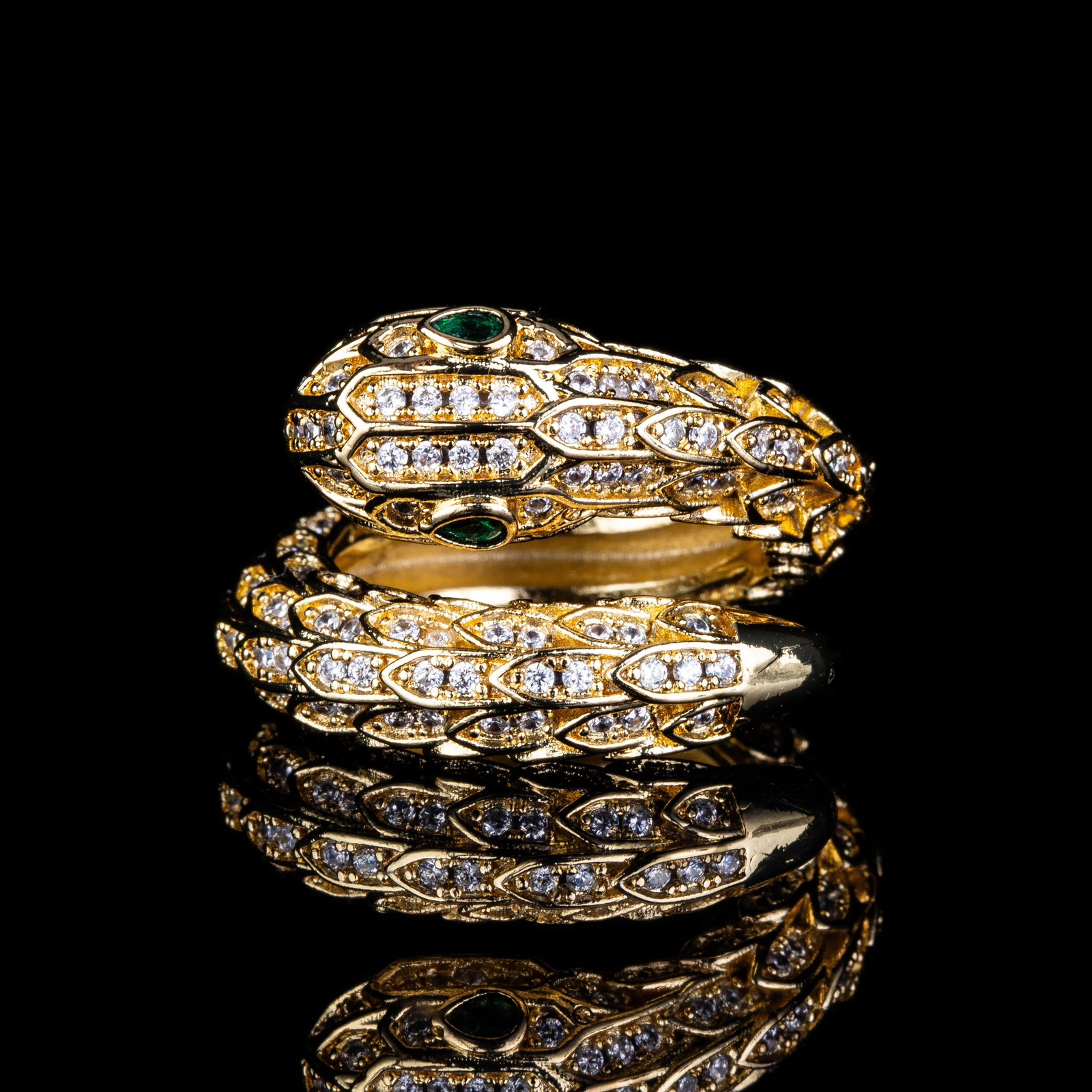 Fashion Gold Color Snake Ring For Women Girl Adjustable Exquisite Shiny Cubic Zirconia Finger Ring Wedding Jewelry Gift 250221