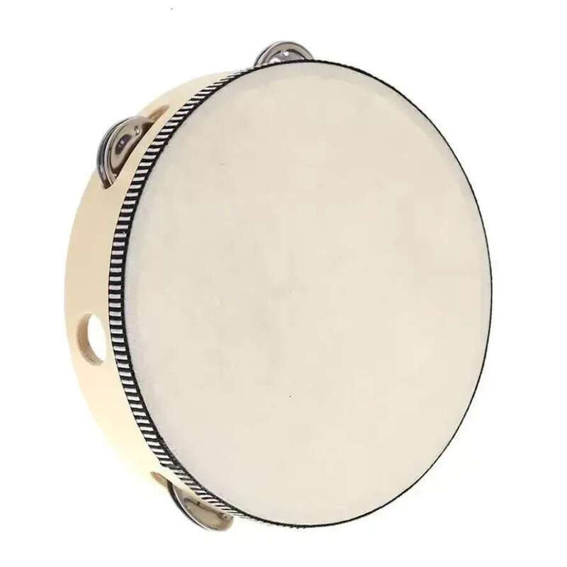 Favors Drum 6 Inches Bell Hand Held Tambourine Birch Metal Jingles Kids School Musical KTV Party Percussion Toy DHL Free C0907