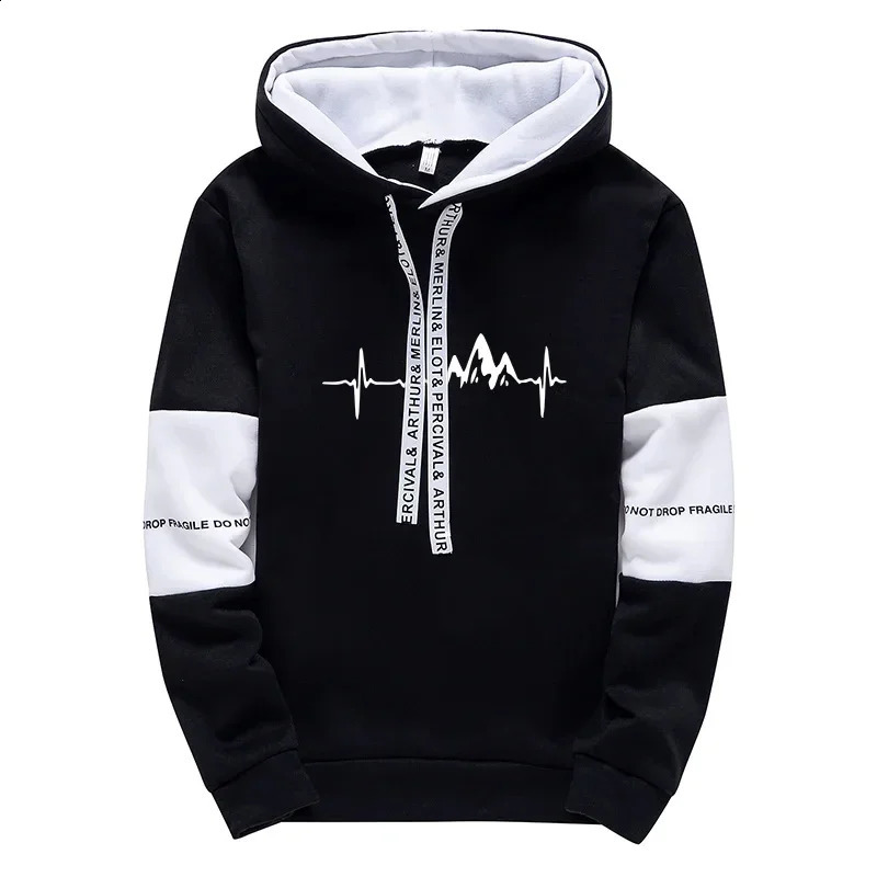 Mens Tracksuit Daily Casual Versatile Print Street Clothing Harajuku Hooded Sweatshirt Sweatpants Jogging High Quality Outfits 250220