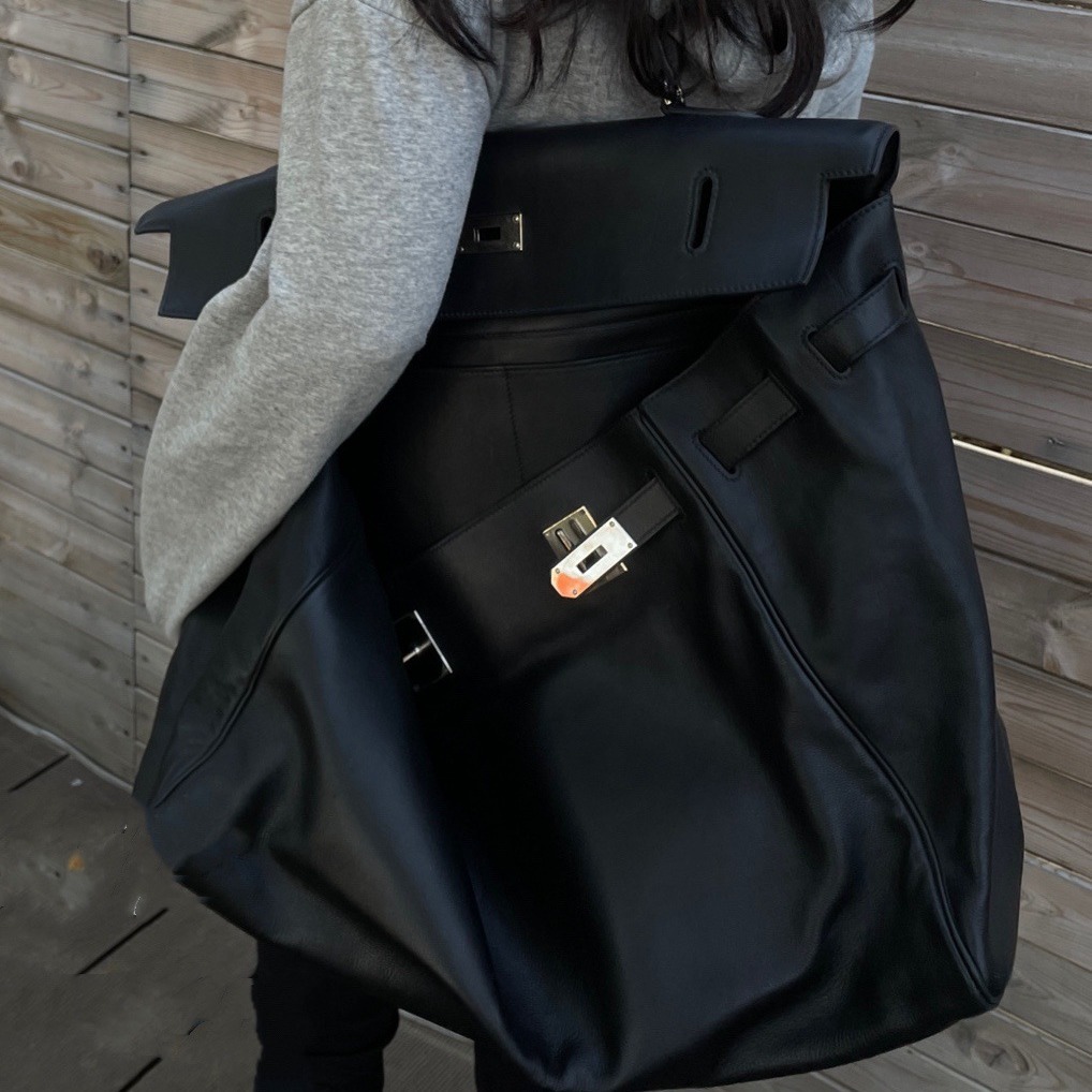 50Cm Soft Leather Big Kelly Internet Celebrity Dark Explosion Street Style New Fashionable And Versatile Handheld Single Shoulder Crossbody Bag