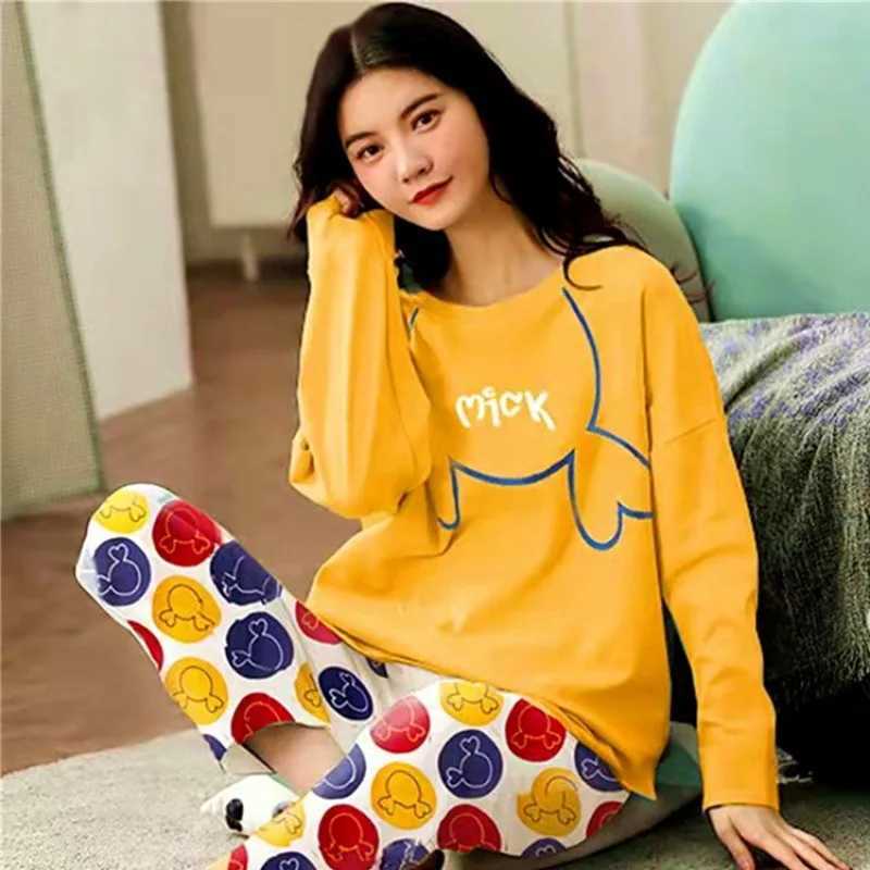Fall and Winter Womens Suit Pajamas Long-Sved Long Pants Homewear Two-Piece Set Ladies Cartoon Pattern Spwear LoungewearXJ250220