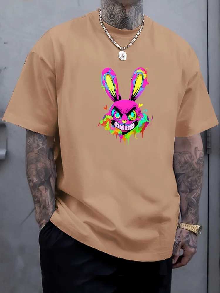 Summer Daily Casual Mens Short Sleeve Top 3D Rabbit Print Mens T-shirt Outdoor Street Fashion Mens Sports Short Sleeve W250220