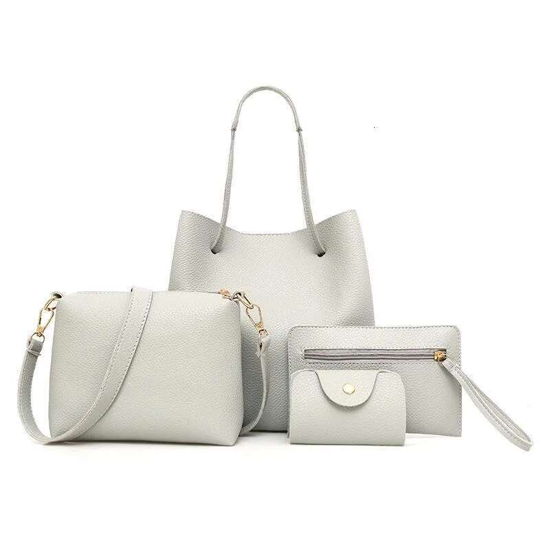 Women's Bags 4Pcs Women Pattern Leather Handbag+Crossbody Bag+Messenger Bag+Card Package