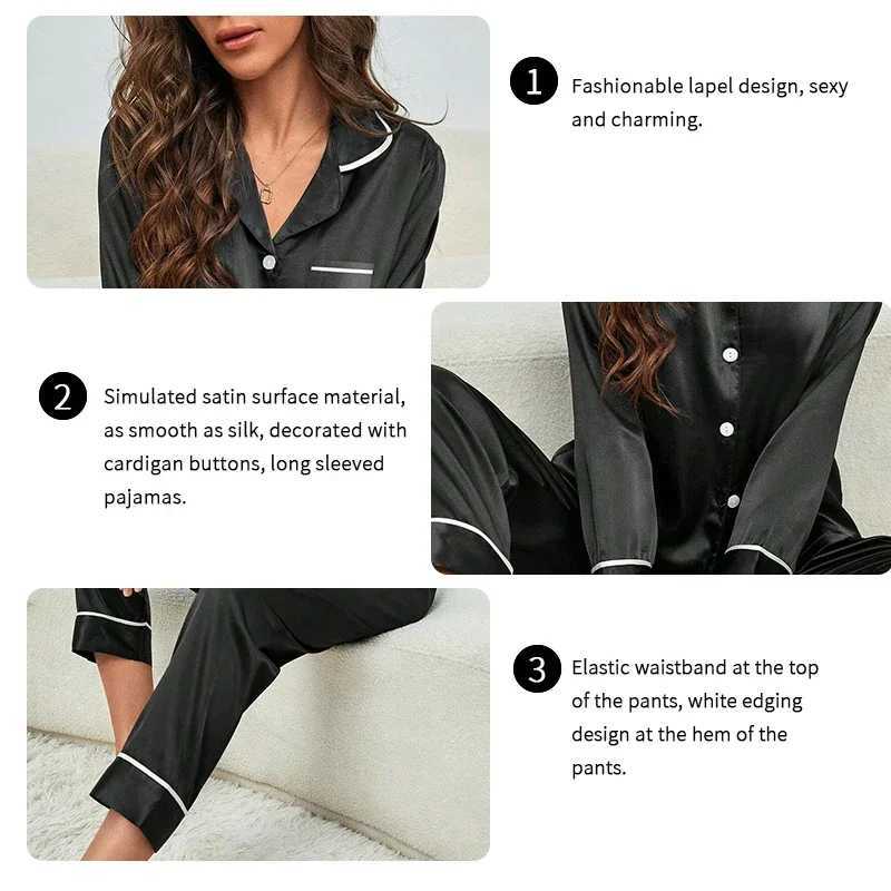 Plus Size Autumn and Winter Silk Pajamas Women Tops and Pants Solid Casual Soft Nightwear Buttons Cardigan Spwear HomewearXJ250220