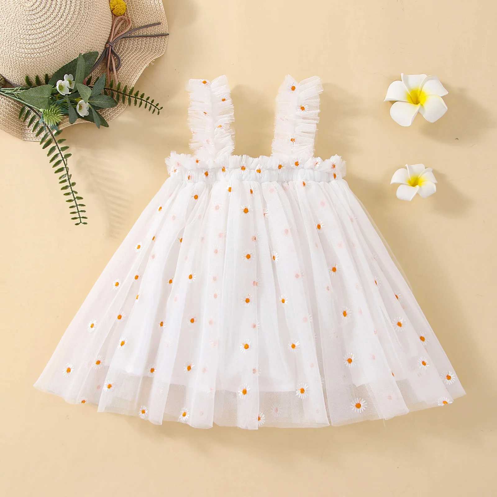2024 New Baby Girl Clothing Multi color Embroidered Flower Network Card Mysore Cute Baby Girl Dress Party Princess Fluffy Dress X250220