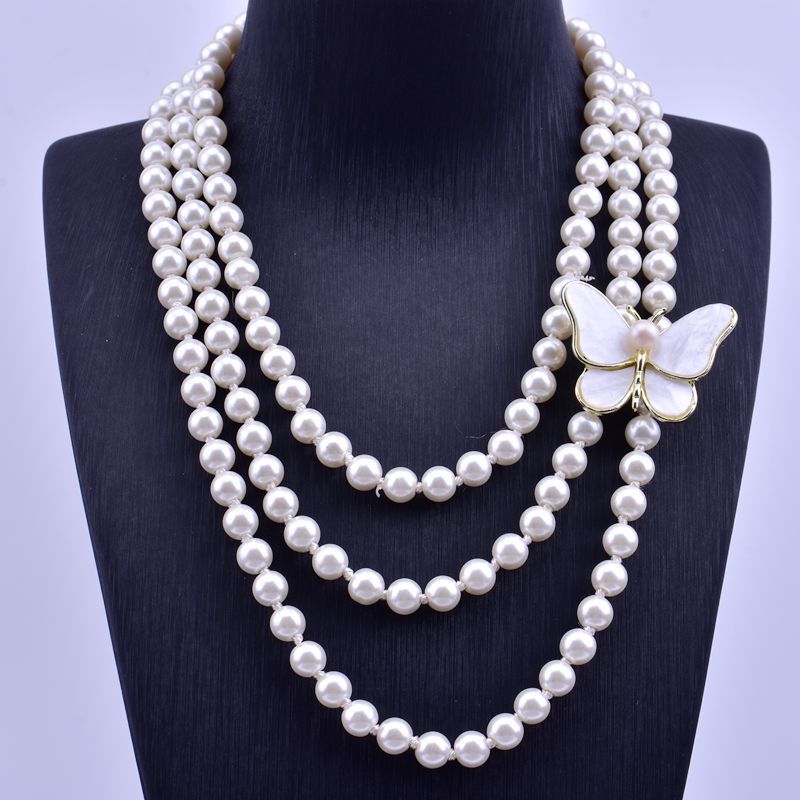 Faux pearl necklace women long multi-layer knotted sweater chain cheongsam hundred with chain