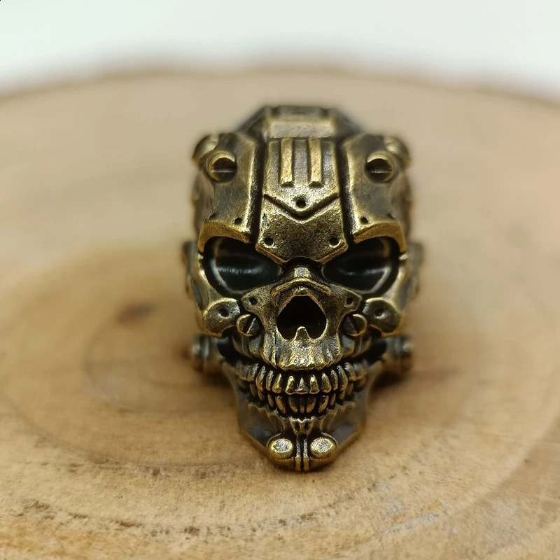 Mechanical Skull Head Brass Knife Beads EDC DIY Paracord Woven Bracelet Lanyard Pendant Accessories Outdoor Tool Hangings Charms 250213