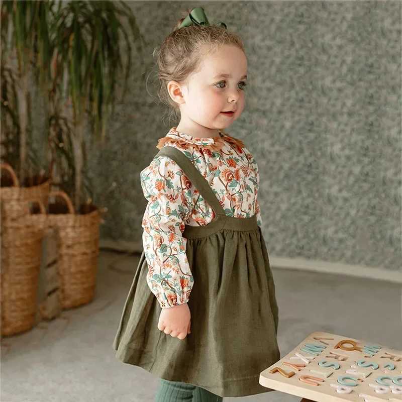 Vintage Baby Girl Strap Dress Linen Cotton Kids Dress Spring Toddler Girl Bohemian Dress For 0-5 Yrs Baby Girl Clothes Summer X250220