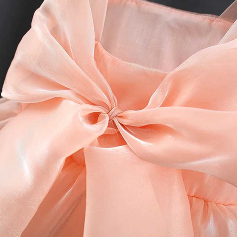 Summer Baby Girl Birthday Party Princess Mesh Evening Dresses Sweet Solid Color Bow Knot Sleeveless Lightweight Children Clothes X250220