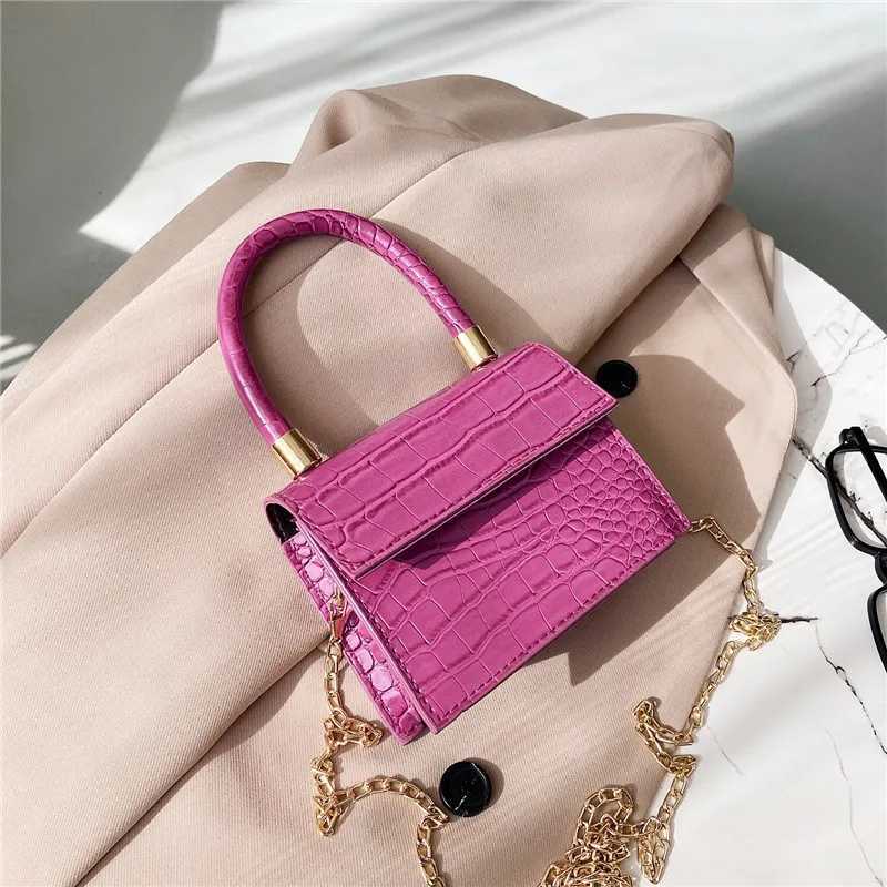 New Arrival Pu Leather Womens Handbag Crocodile Pattern Leather Sling Messenger Bags Hot Mini Small Square Shoulder Bag Fashion Pink Bags T250218