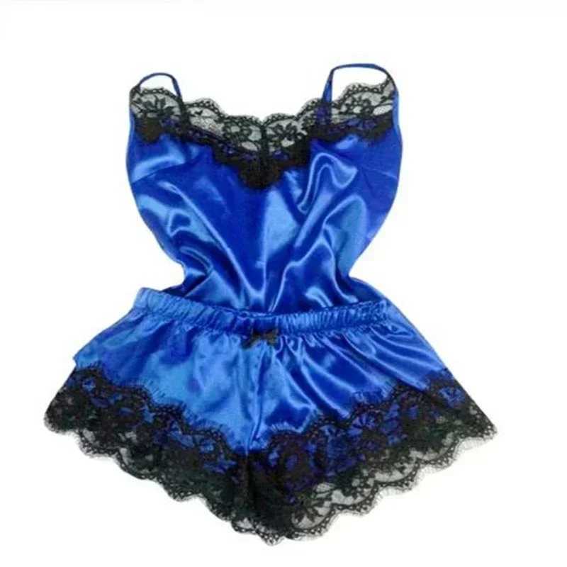 Satin Pajama Set for Women Spwear V-Neck Stretch Sexy Lingerie Strap Vest Top Shorts Nightwear Lace PijamasXJ250220