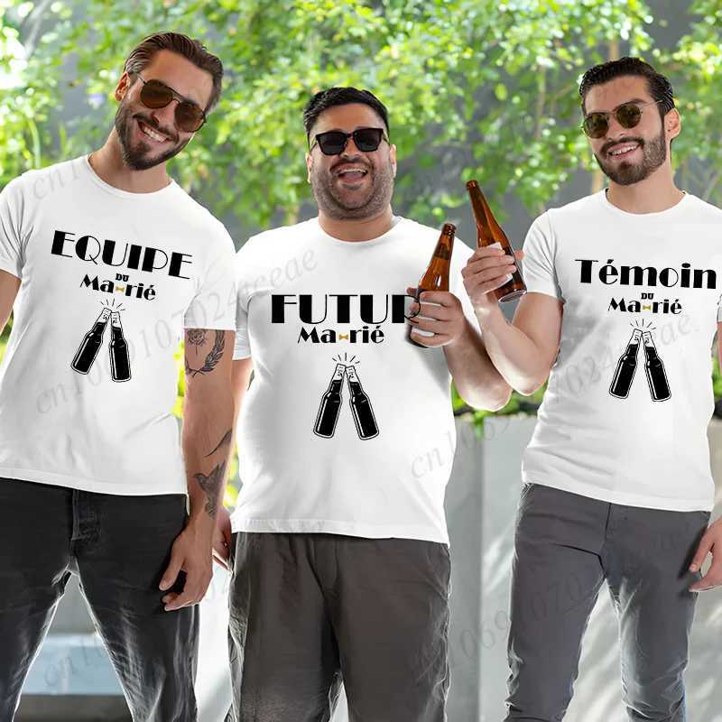 Fashion Beer Graphic Tops French Boyfriend Single Farewell Bachelor Party T-shirts Evg Future Team Groom Man Shirt Wedding Tees W250220
