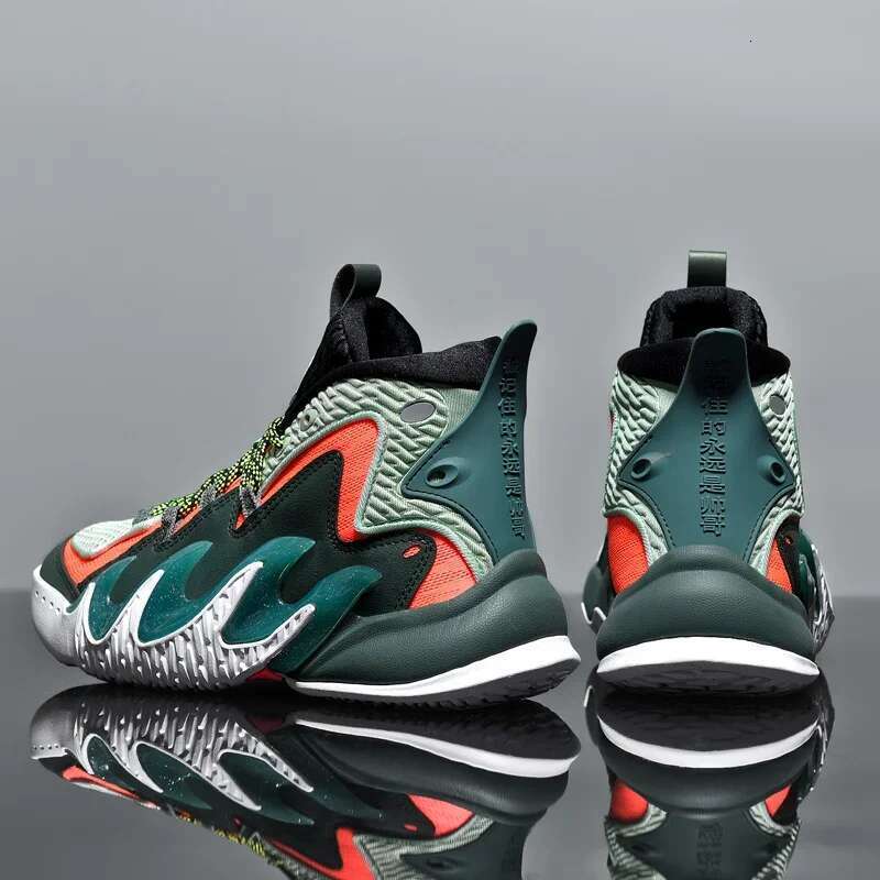 Top-quality Designer Basketball Men Chinese Style Chunky Sneakers Outdoor High-top Sports Fashion Flame Design Walking Shoes