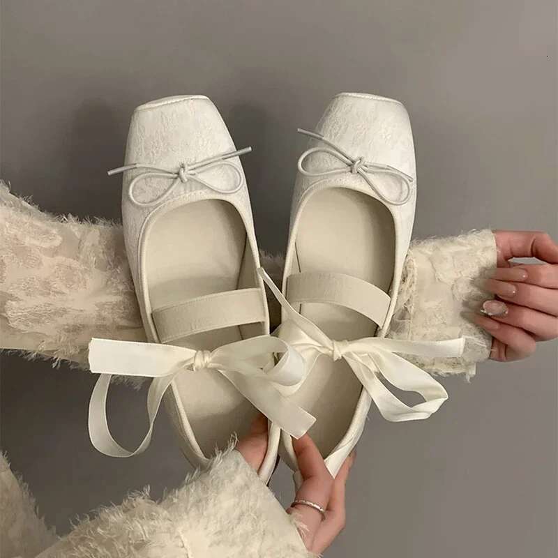 2025 Designer Ankle Cross Strap Women Fashion Shallow Ladies Comfort Soft Sole Flat Heel Ballerina Shoes