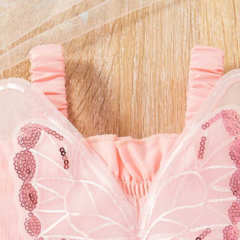 Baby Girl Party Princess Dress Summer Toddler 3d Fairy Butterfly Wings Hanging Strap Mesh Cute Fashion Dress X250220